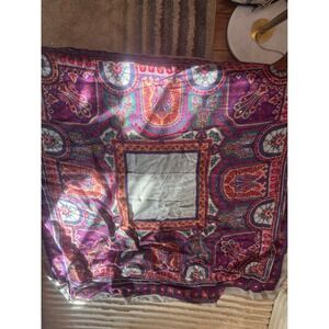 Vintage Square Rayon Scarf Paisley Print Purple Orange Green Made in Italy